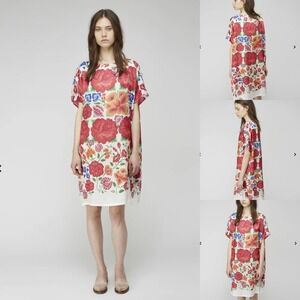 Zucca Wild Flower Red Dress La Garconne Made in Japan Short Sleeve Medium